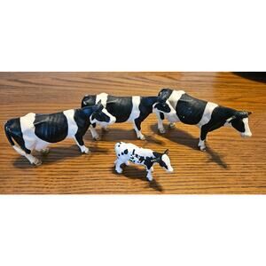 Schleich HOLSTEIN Calves Figures Black & White 2000 Retired/SET OF 3 plus calf